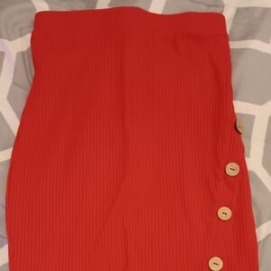 Red Skirt with Button Detail